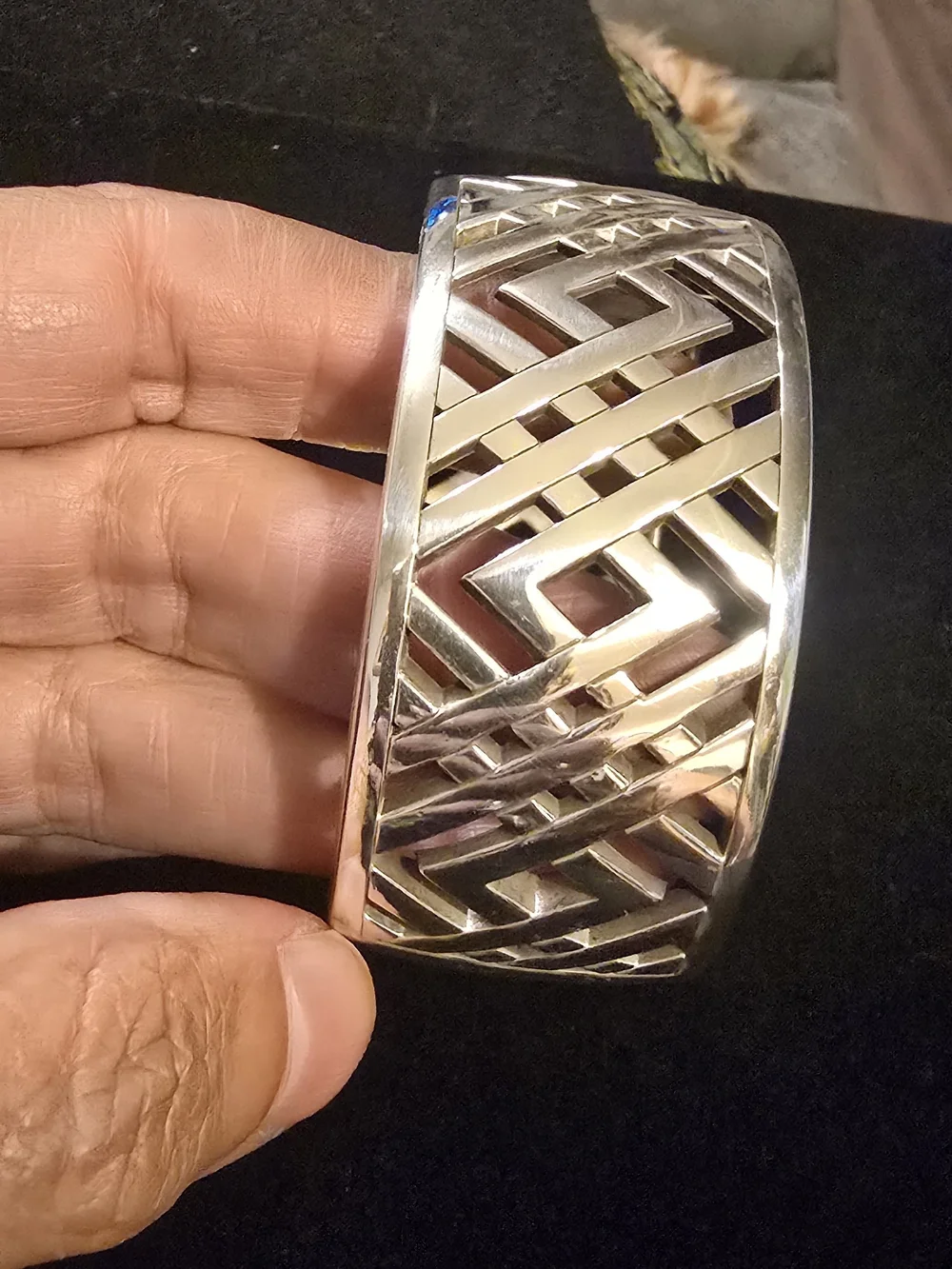 Brighton London Groove Silver Wide Hinged Bangle Bracelet